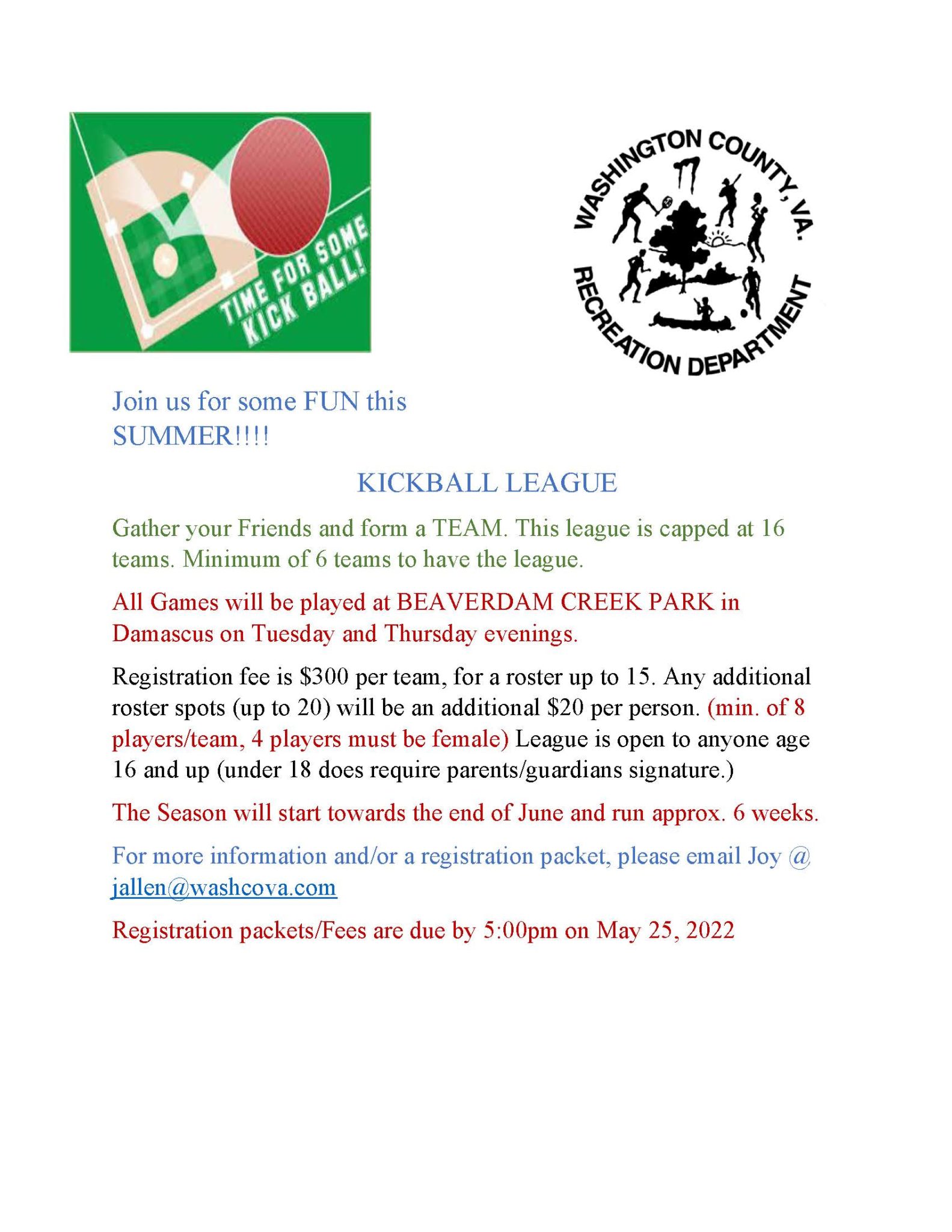 Summer Kickball League Washington County Virginia